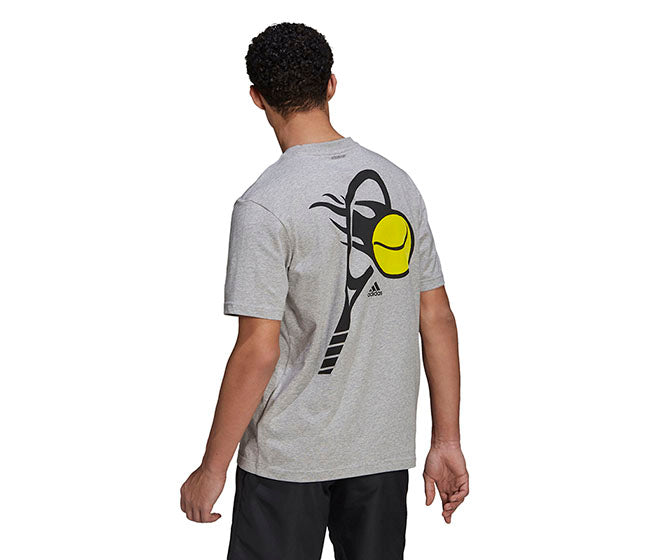 Adidas Tennis Graphic Bball Logo Tee (M) (Grey)