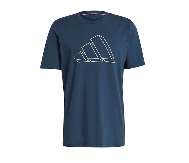 Adidas 3 Bar Icon Graphic Tee (M) (Navy)