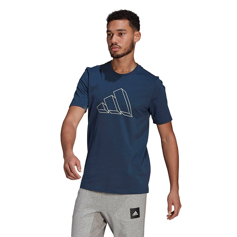 Adidas 3 Bar Icon Graphic Tee (M) (Navy)