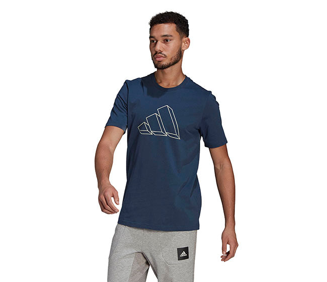 Adidas 3 Bar Icon Graphic Tee (M) (Navy)