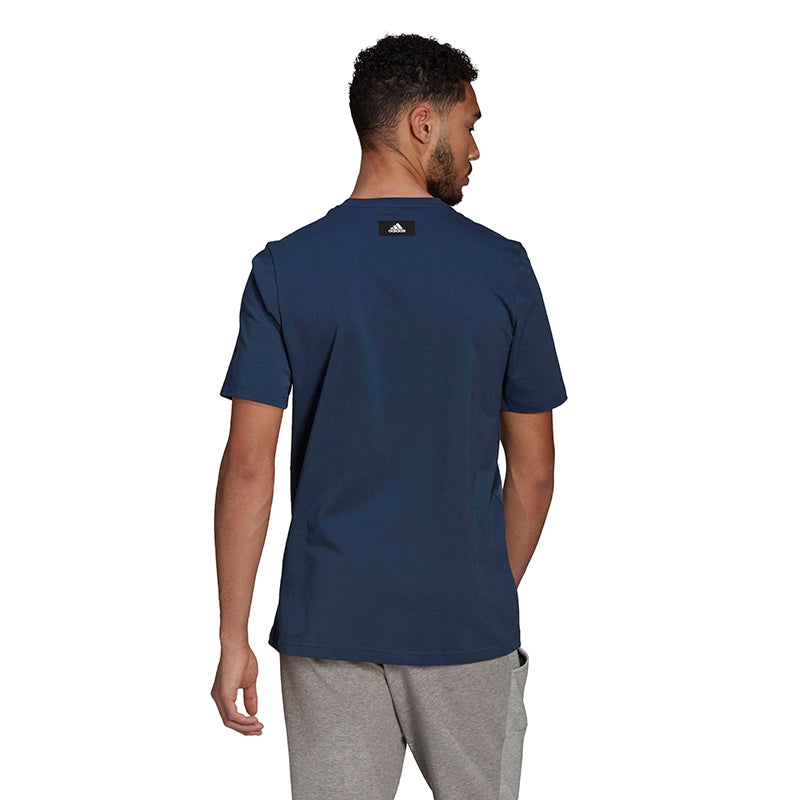 Adidas 3 Bar Icon Graphic Tee (M) (Navy)