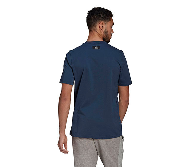 Adidas 3 Bar Icon Graphic Tee (M) (Navy)