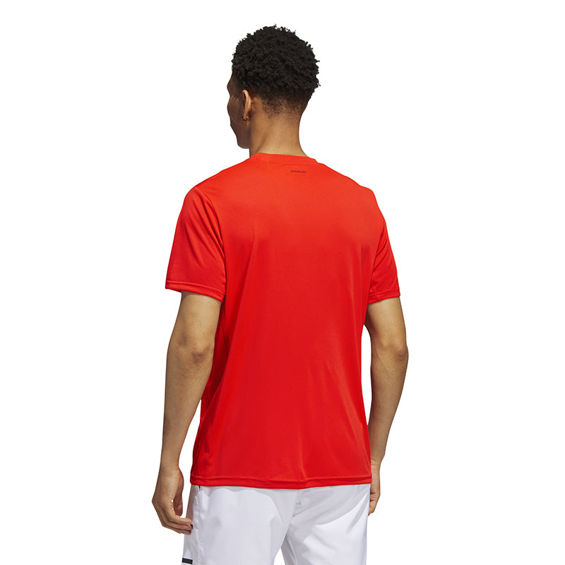 Adidas Club 3 Stripe Tee (M) (Orange)