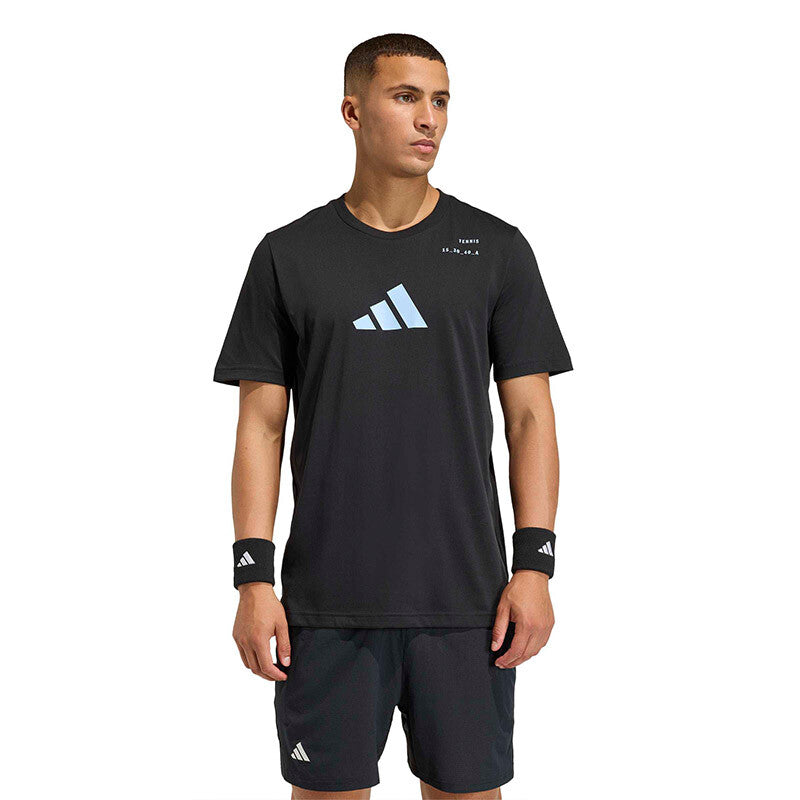 Adidas Tennis Category Graphic Tee (M) (Black)