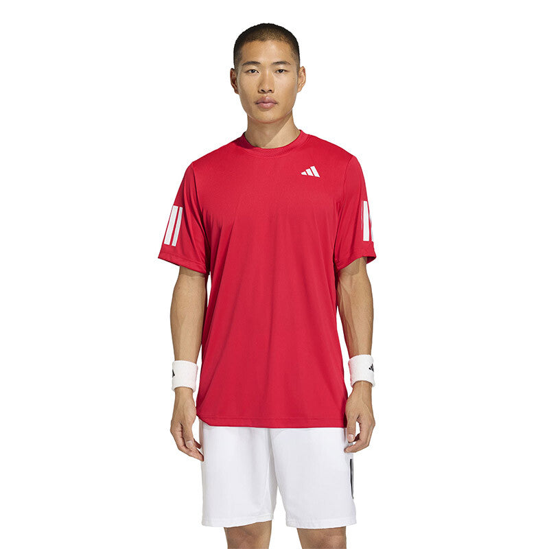 Adidas Club 3 Stripes Tee (M) (Pure Ruby)