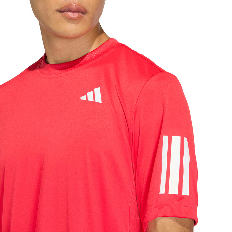 Adidas Club 3 Stripes Tee (M) (Pure Ruby)