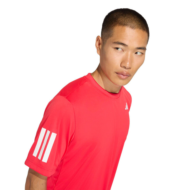Adidas Club 3 Stripes Tee (M) (Pure Ruby)