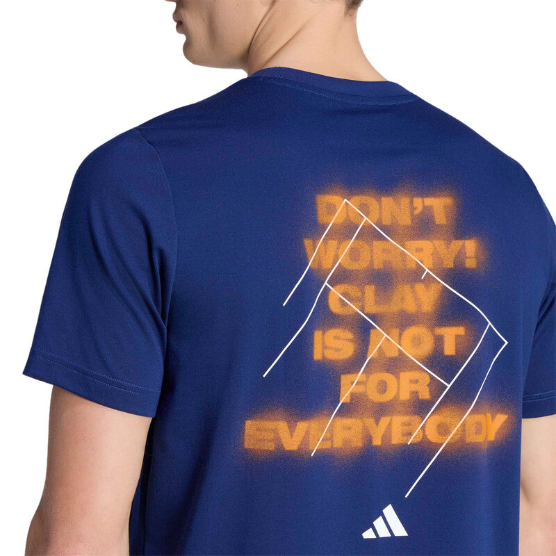 Adidas Clay Graphic Tee (M) (Dark Blue) Adidas