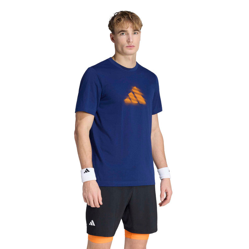 Adidas Clay Graphic Tee (M) (Dark Blue) Adidas