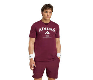 Adidas Heritage Tennis Graphic Tee (M) (Maroon)