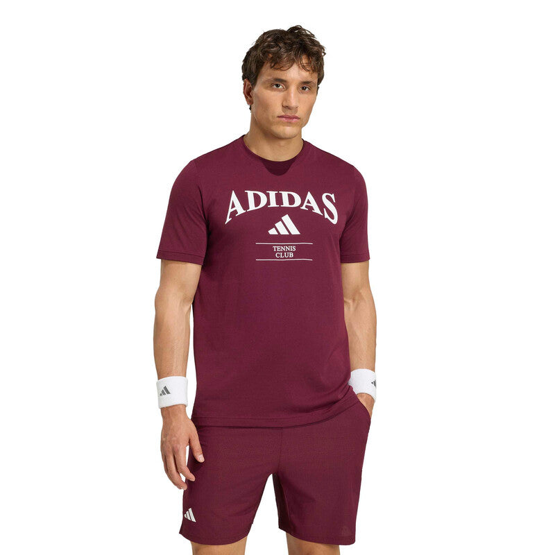 Adidas Heritage Tennis Graphic Tee (M) (Maroon)