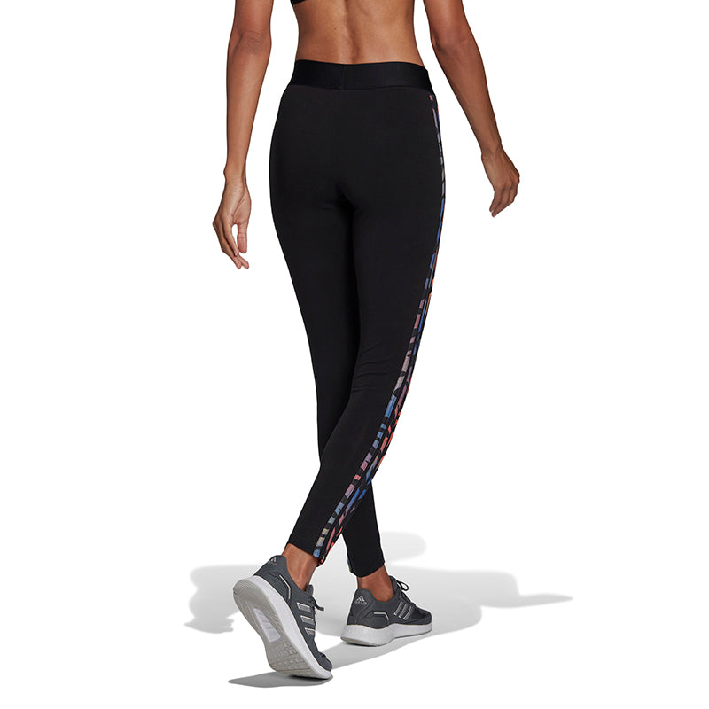 Adidas 3 Stripe Animal Print Legging (W) (Black)