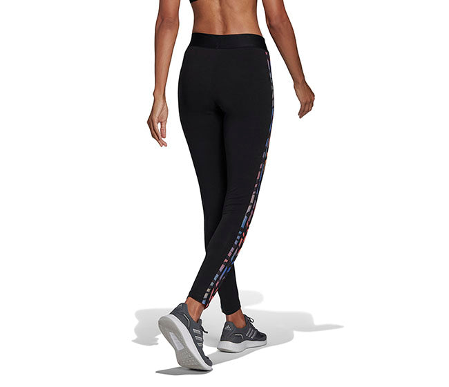 Adidas 3 Stripe Animal Print Legging (W) (Black)