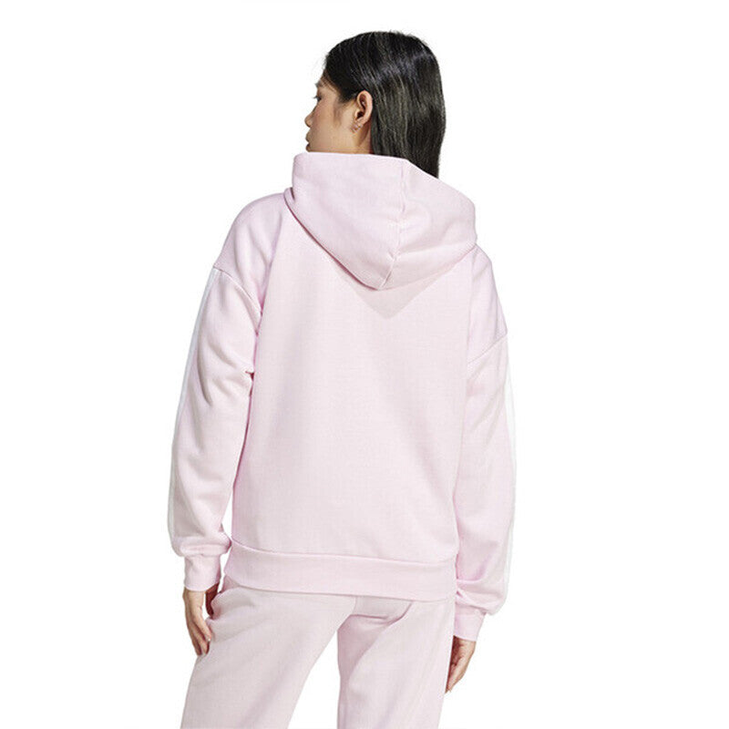 Adidas 3 Stripes Fleece Full Zip Hoodie (W) (Clear Pink) Adidas
