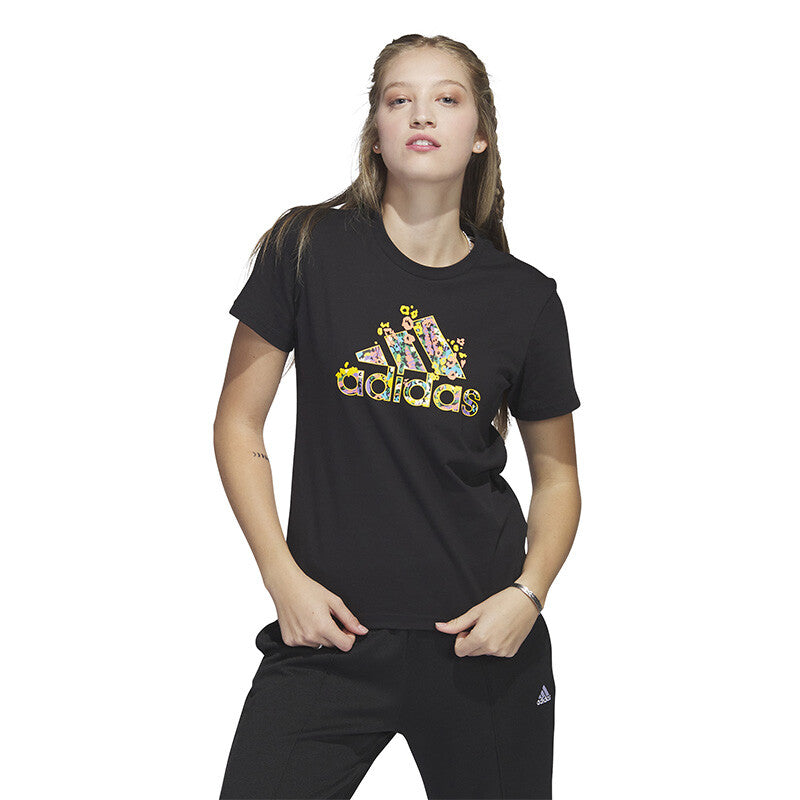 Adidas Floral Badge Of Sport Tee (W) (Black) Adidas