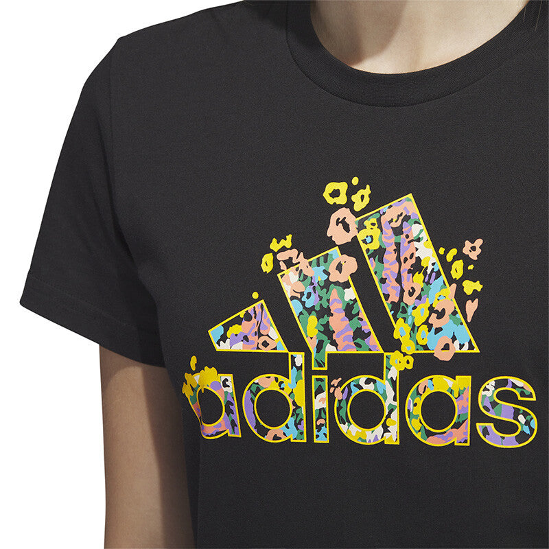 Adidas Floral Badge Of Sport Tee (W) (Black) Adidas