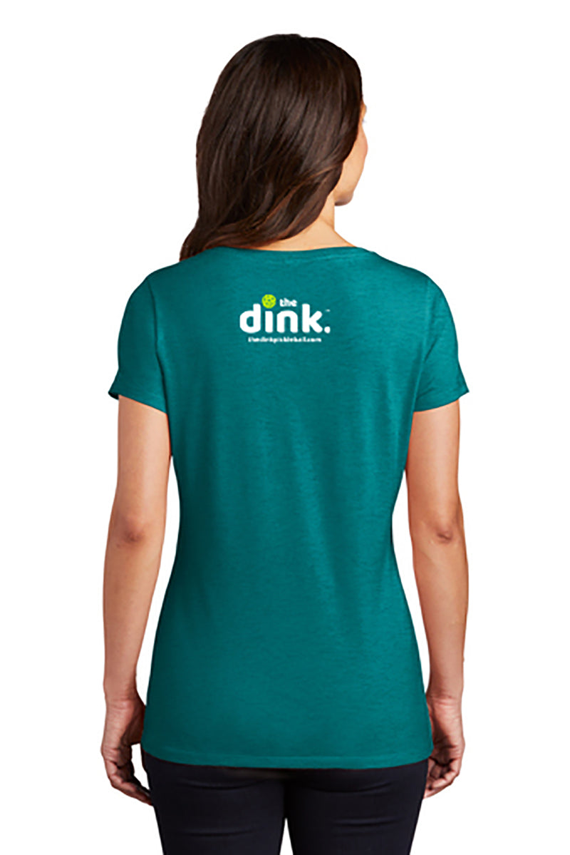 The Dink Dink Positive V-Neck Tee (W) (Heathered Teal)