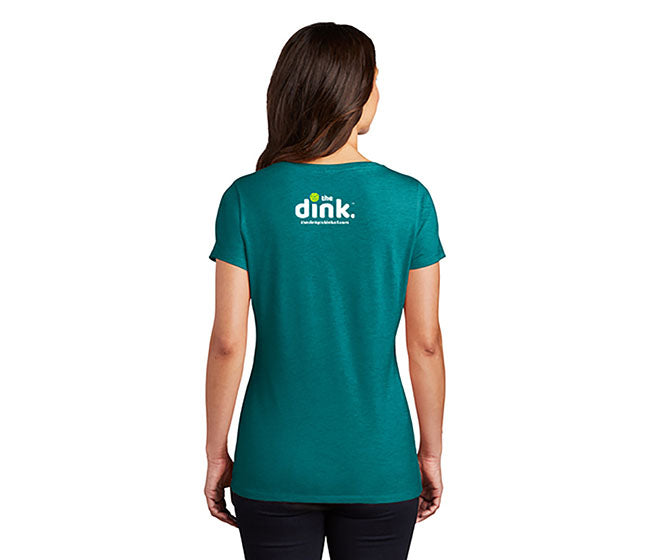The Dink Dink Positive V-Neck Tee (W) (Heathered Teal)