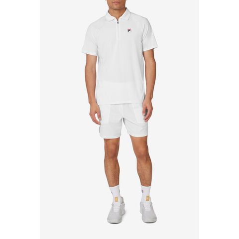 Fila White Line Zip Polo (M) (White)