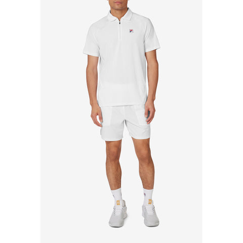 Fila White Line Zip Polo (M) (White)