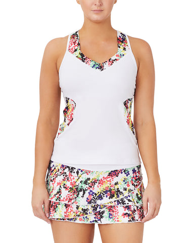 Fila Pickleball Printed Halter Tank (W) (White/Floral)