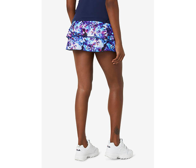 Fila Pickleball Tiered Printed Skort (W) (Navy)