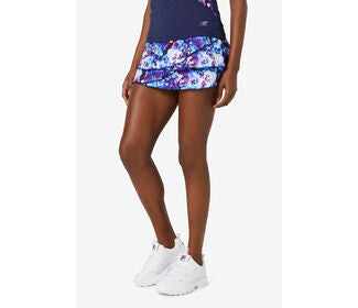 Fila Pickleball Tiered Printed Skort (W) (Navy)
