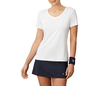 Fila Pickleball Silky V-Neck Tee (W) (White)