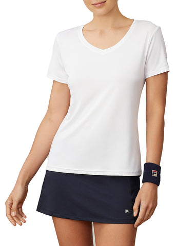 Fila Pickleball Silky V-Neck Tee (W) (White)