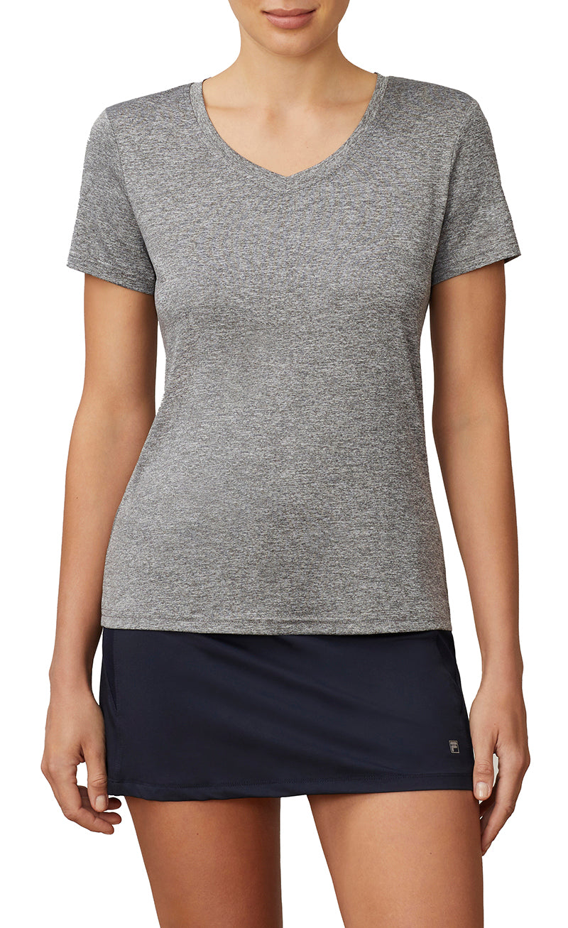 Fila Pickleball Silky V-Neck Tee (W) (Grey)