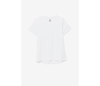 Fila Pickleball Heathered Short Sleeve V-Neck (W) (White)