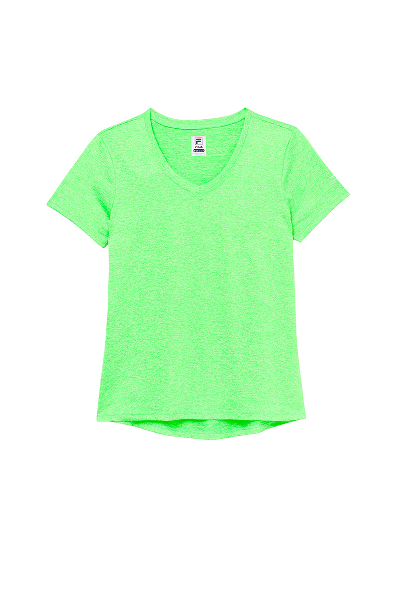 Fila Pickleball Heathered Short Sleeve V-Neck (W) (Green)