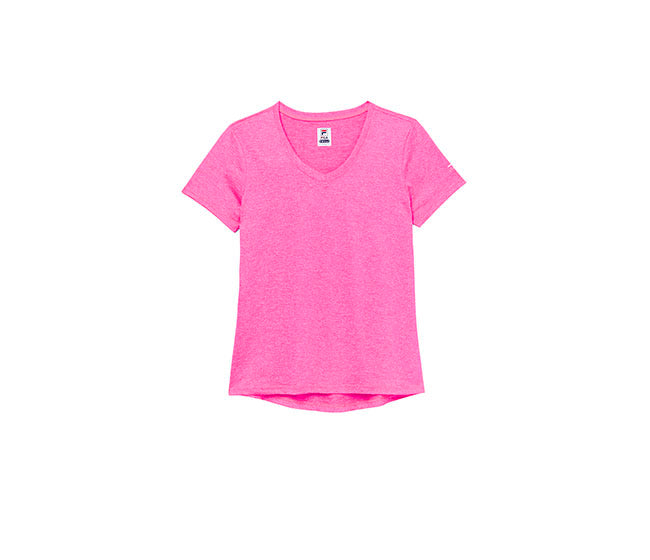 Fila Pickleball Heathered Short Sleeve V-Neck (W) (Pink)
