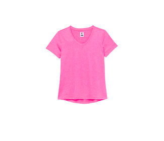 Fila Pickleball Heathered Short Sleeve V-Neck (W) (Pink)
