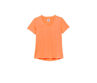 Fila Pickleball Heathered Short Sleeve V-Neck (W) (Orange)