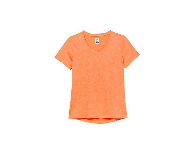 Fila Pickleball Heathered Short Sleeve V-Neck (W) (Orange)
