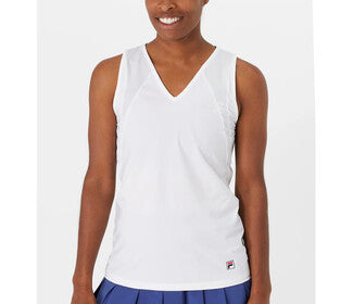 Fila Essentials Full Coverage V-Neck Tank (W) (White)