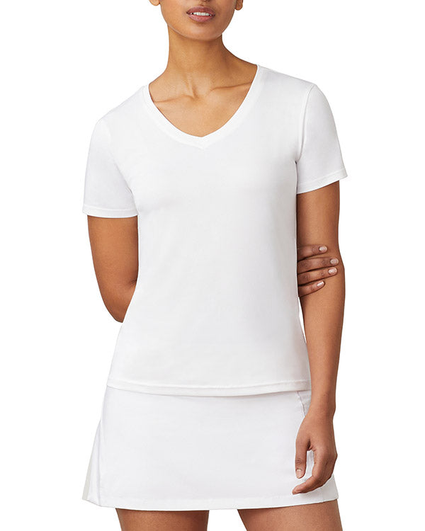 Fila Essentials Short Sleeve V-Neck (W) (White)