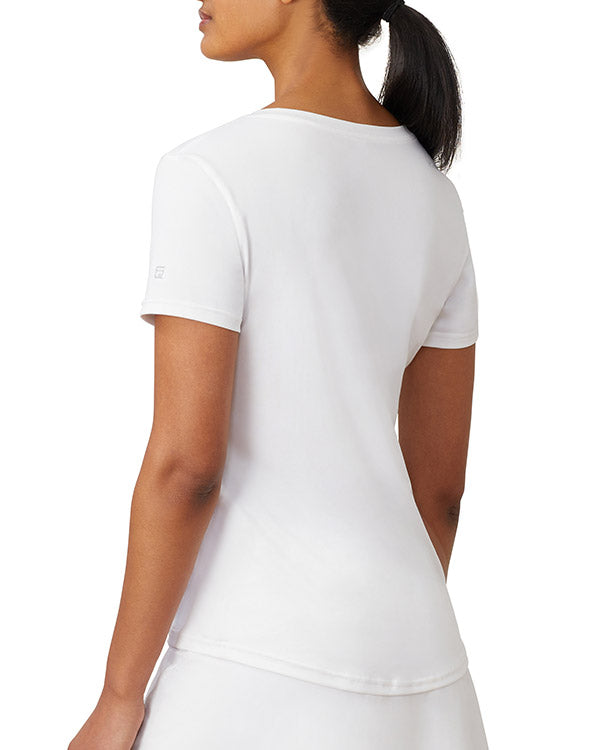 Fila Essentials Short Sleeve V-Neck (W) (White)