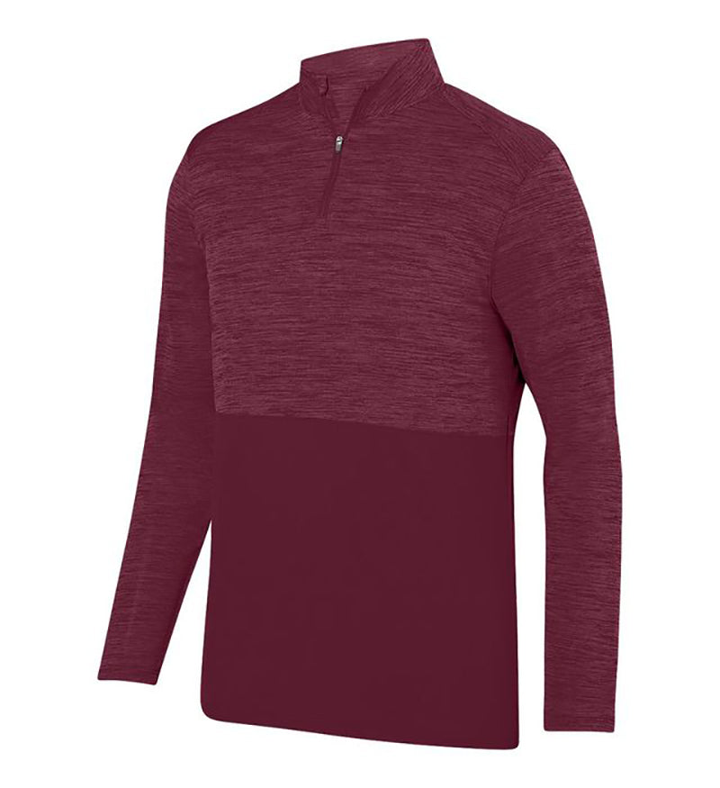 Augusta Shadow Tonal Heather 1/4 Zip Pullover (M) (Maroon)