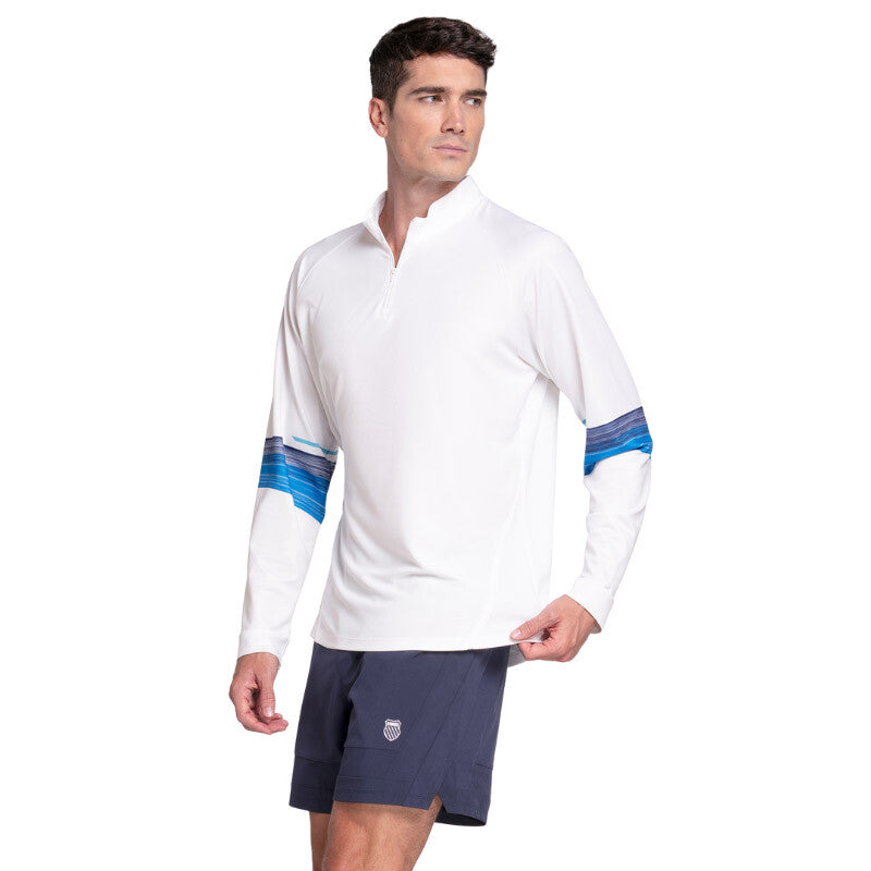 K-Swiss Downforce Long Sleeve 1/4 Zip (M) (White) K-Swiss CKSM0F-WHT-L