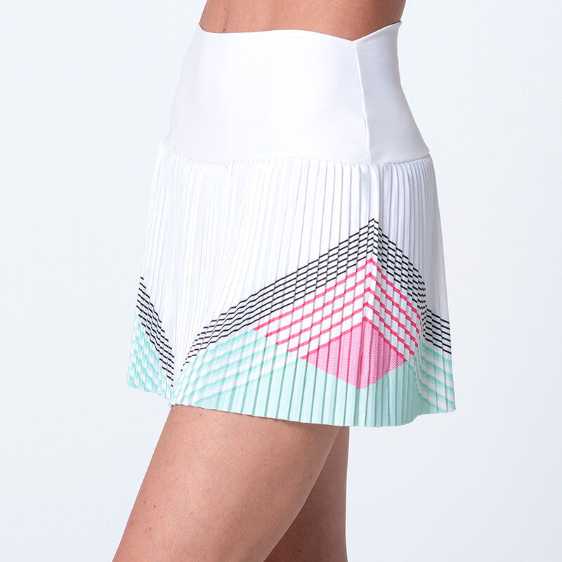 K-Swiss Pleated Skirt 14.5" (W) (White/Pink)