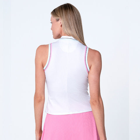 K-Swiss Set Sleeveless Polo (W) (White/Pink)