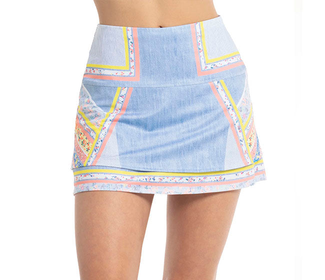 Lucky In Love Long Blossom Skirt (Light Denim)