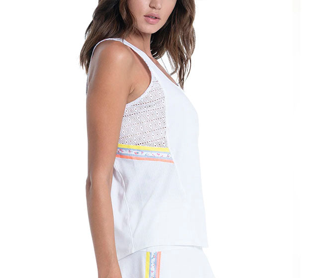 Lucky In Love Feelin' Lacey Tank (White)