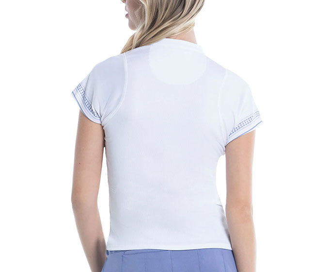Lucky In Love Ikat Stripe Short Sleeve Top (White)
