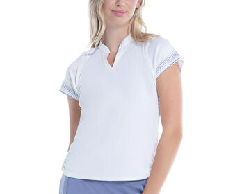 Lucky In Love Ikat Stripe Short Sleeve Top (White)
