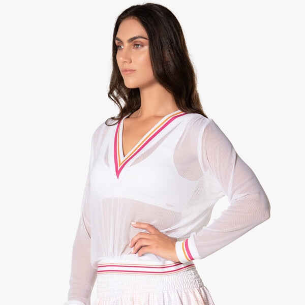 Lucky In Love Classic Mesh Pullover (White)