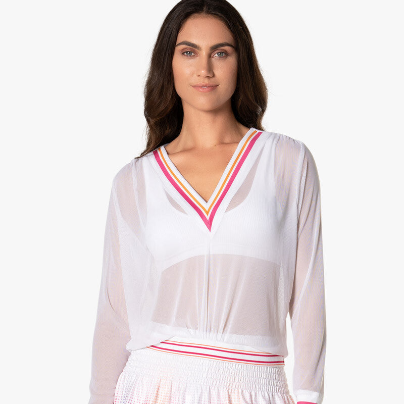 Lucky In Love Classic Mesh Pullover (White)
