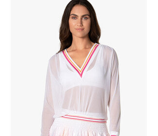 Lucky In Love Classic Mesh Pullover (White)